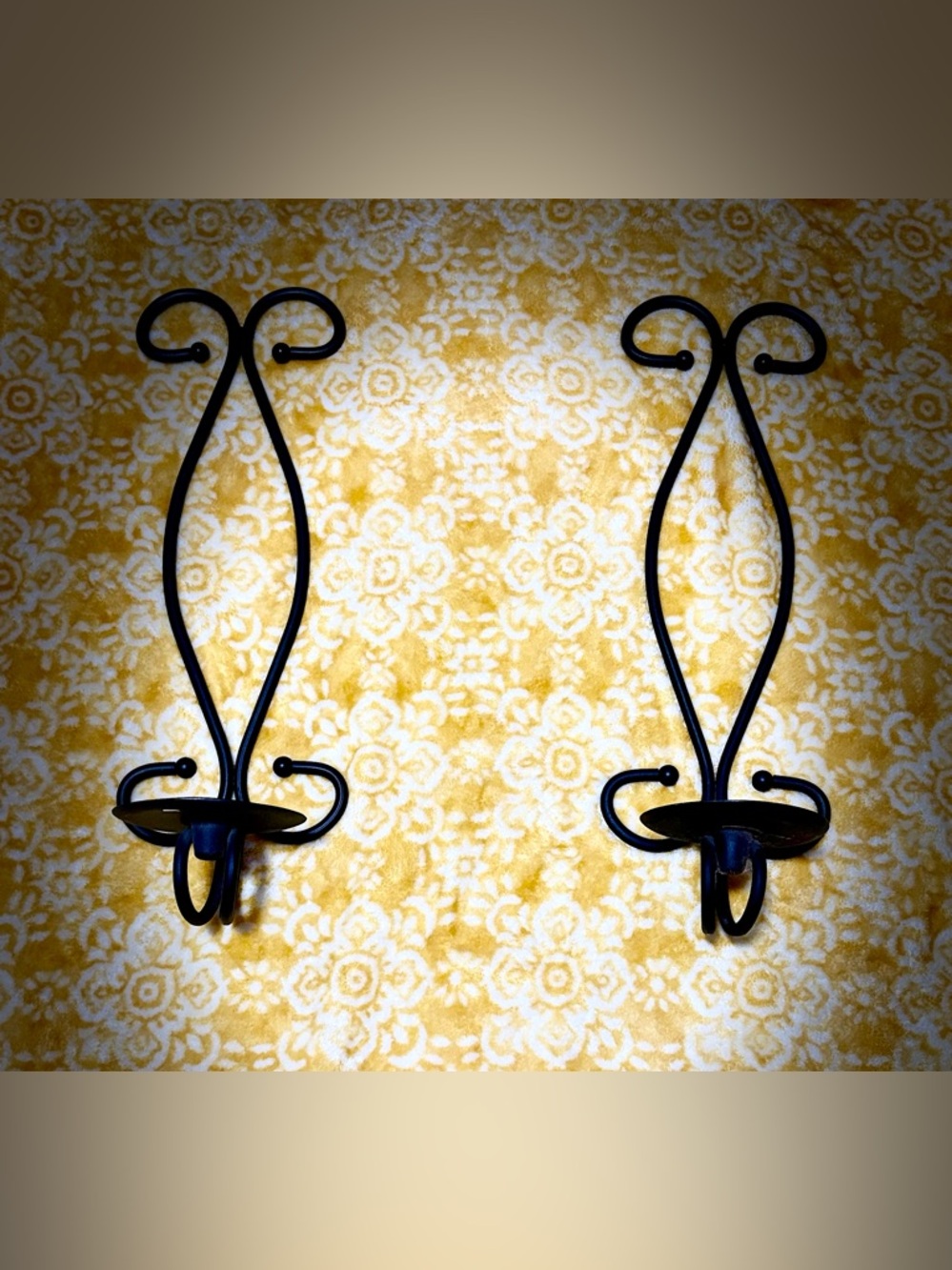 Black Wrought Iron Wall Sconces Pair - Decorative Home Wall Decor